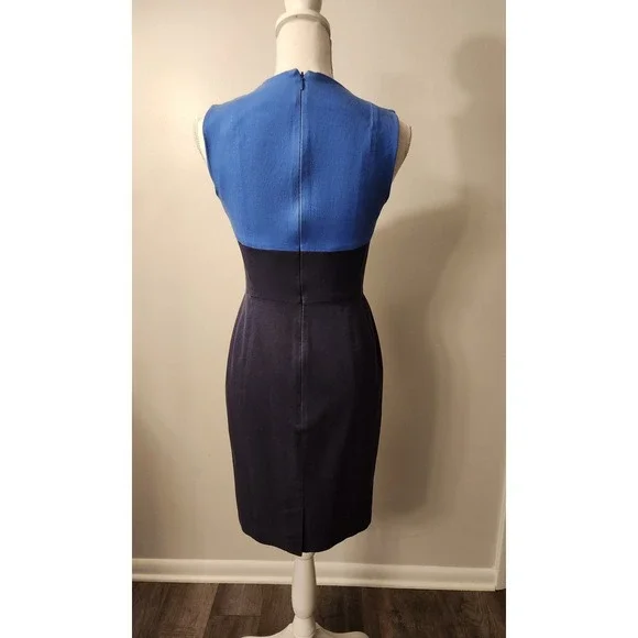 Banana Republic Sloan Fit Colorblock Sheath Dress Navy and Royal Blue Sz 4 - Picture 3 of 8
